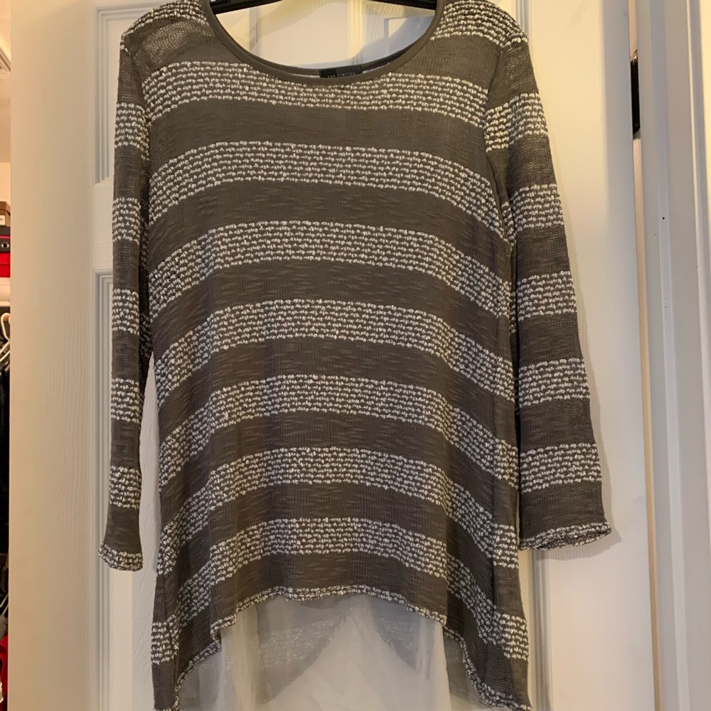 striped tunic sweater with sheer underlay. Size M